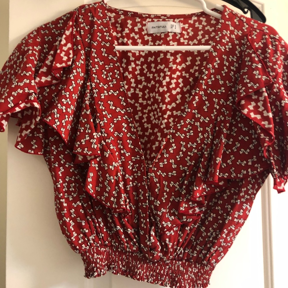 Faithful the brand bow pattern crop blous